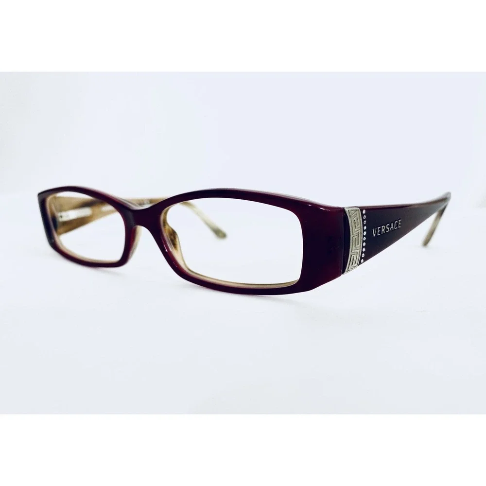 Versace Burgundy Tortoise Rectangular Glasses Italy MOD 3091-B 141 51 15 135